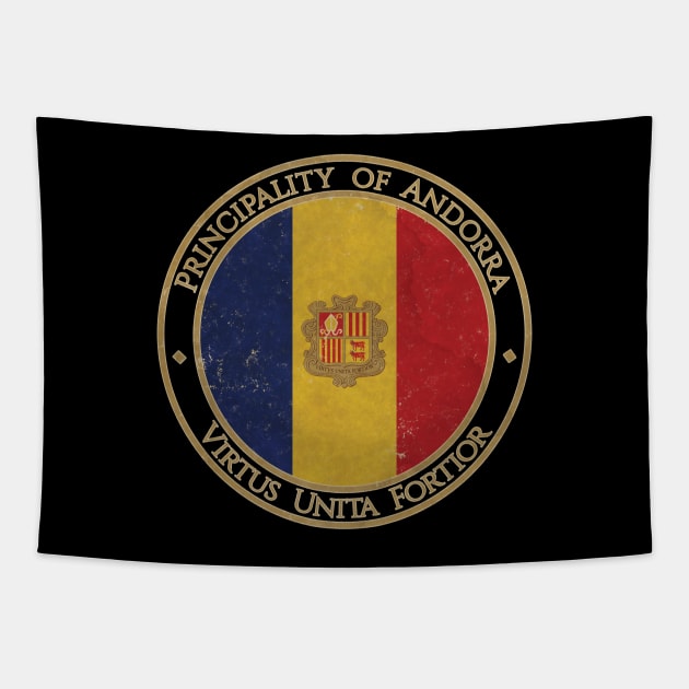 Vintage Principality of Andorra Europe European EU Flag Tapestry by DragonXX