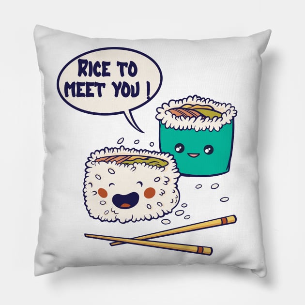 Rice To Meet You - foodie puns Pillow by Promen Shirts