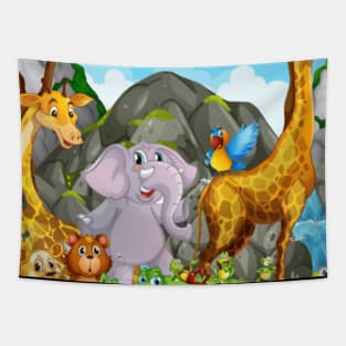 Jungle design with animals Tapestry