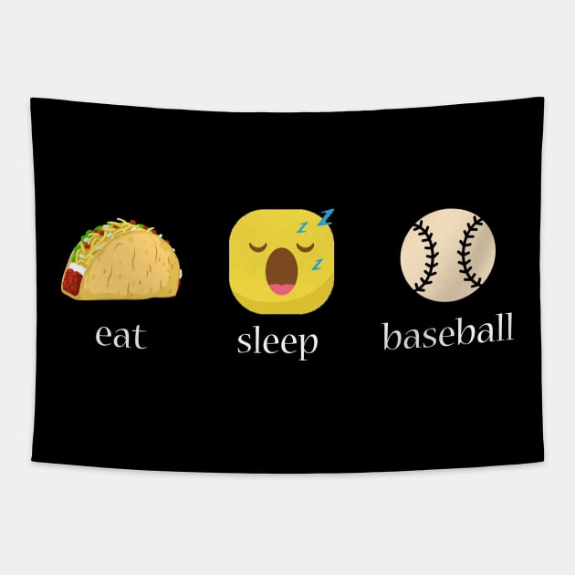 Eat sleep baseball repeat emoji emoticons graphic Tapestry by MarrinerAlex