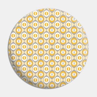 Grey, Yellow, White, Retro Geo Pattern Pin