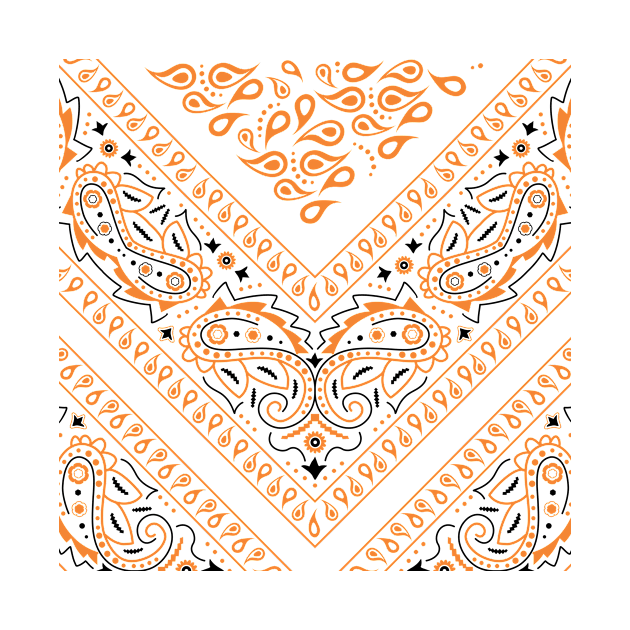 Orange White Bandana Pattern by Jennifer