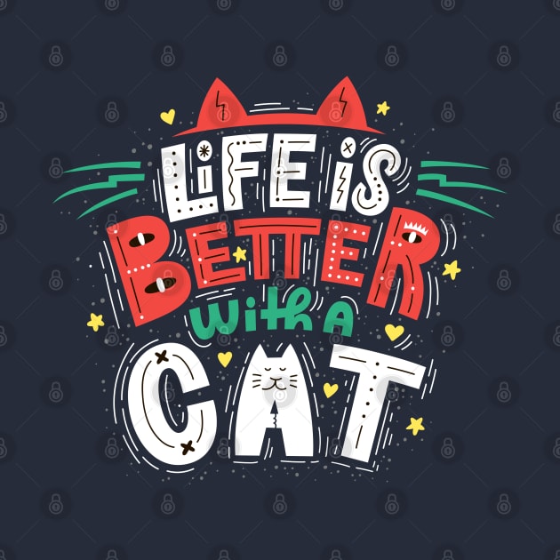 life is better with a cat doodle by Mako Design 