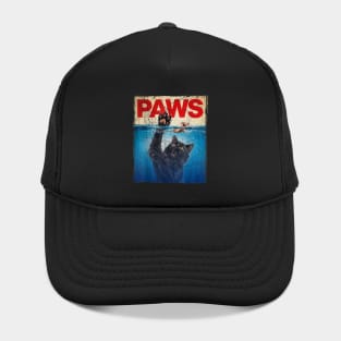 vintage Paws Parody Black Cat Chasing a Cute Scared Mouse Top Kitten Hat