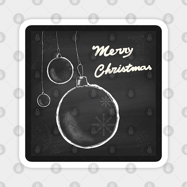 Christmas greeting card with hanging balls. Magnet by AnaMOMarques