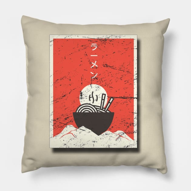 Ancient Ramen Noodles Pillow by LoganArt