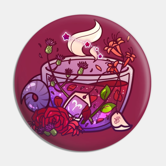 Ares Zodiac Teacup Pin by heysoleilart