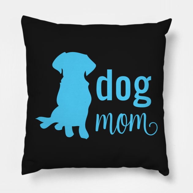 Dog Mom Silhouette Blue Pillow by erinmizedesigns