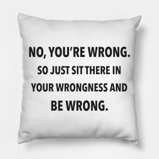 No, You're Wrong. So Just Sit There In Your Wrongness And Be Wrong. Pillow