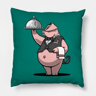 Pablo the Pig - Waiter - Big Appetite Illustration Pillow