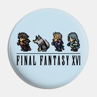 Clive, Torgal, Cid, and Jill Logo Design | FFXVI Pixel Party Members | Final Fantasy 16 | Light Colors Pin
