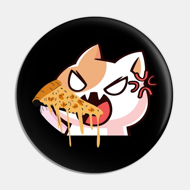 Cat Eating A Pizza Pin by 29 hour design