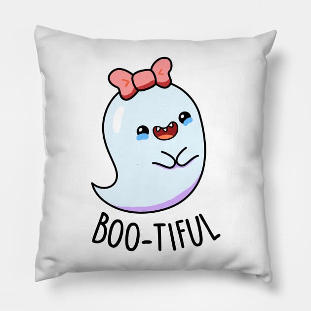 Boo-tiful Cute Girl Ghost Halloween Pun Pillow by punnybone