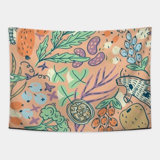 Ornate Plants And Flowers Pattern Tapestry