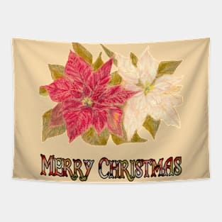 Poinsettias Merry Christmas Tapestry