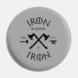 Iron sharpens iron from Proverbs 27:17 black text Pin