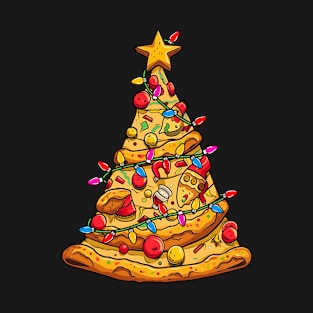 Pizza Christmas Tree Lights Xmas Crustmas Pepperoni Boy Girl T-Shirt