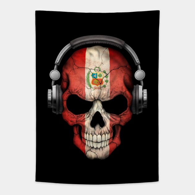 Dark Skull Deejay with Peruvian Flag Tapestry by jeffbartels