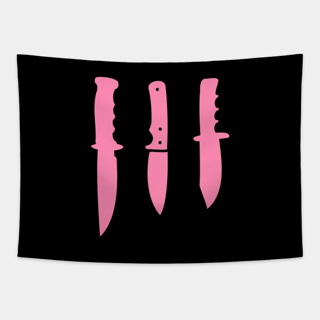 Pink Knives - cute but dangerous Tapestry by XOOXOO