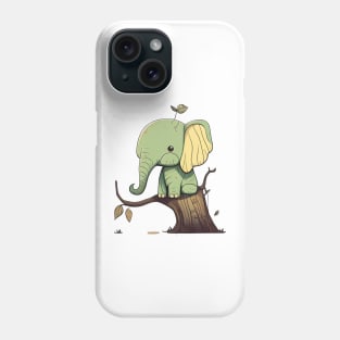 Cute baby elephant on a tree trunk Phone Case