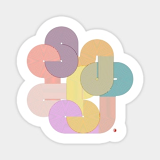 Abstract circles - geometric retro lines Magnet