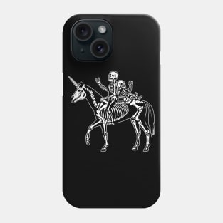 Happy Halloween Couple of Skeletons riding a Unicorn Phone Case