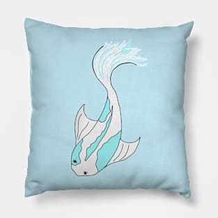 blue and white koi fish Pillow