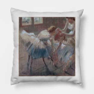 Three Dancers Preparing for Class Pillow