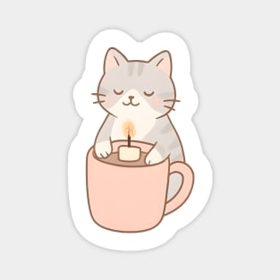 Candlelight Cat  Cozy Cat with Candle  Warm Aesthetic Cat Art for Relaxing Nights Magnet
