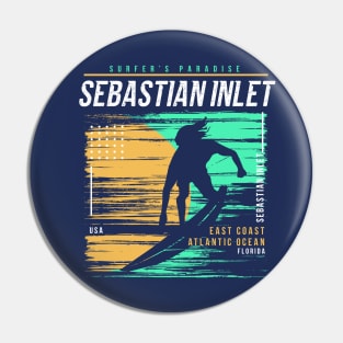 Retro Surfing Sebastian Inlet, Florida // Vintage Surfer Beach // Surfer's Paradise Pin