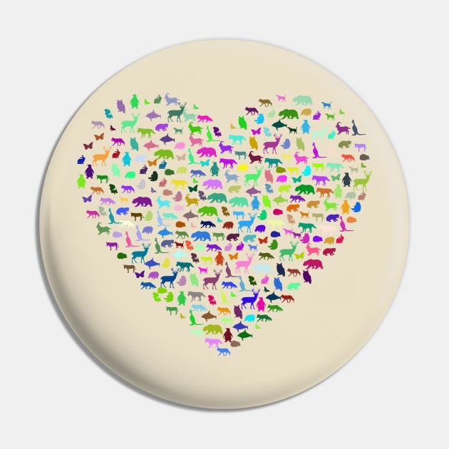 Animal Lover Heart Design Endangered Species Pin by Sanu Designs