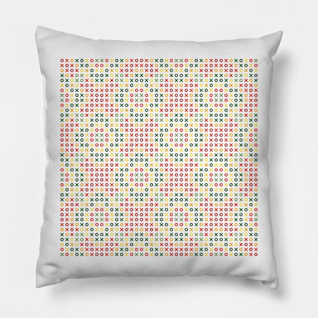 Tic Tac Toe Holiday Pattern Pillow by justrachna