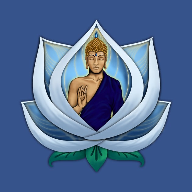 Buddha inside blue Lotus Flower by MandalaSoul