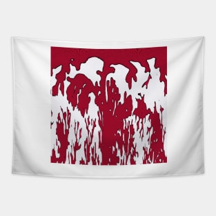 Red and White Coral Abstract Tapestry