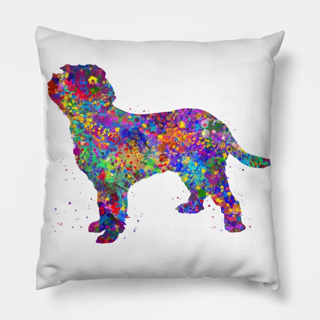 Italian Spinone dog watercolor Pillow by Yahya Art