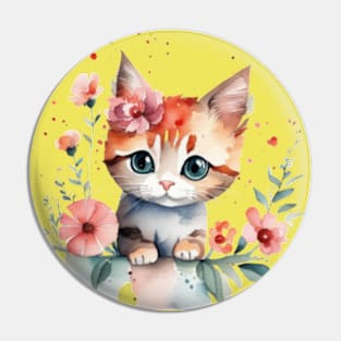 cute floral kitten Pin