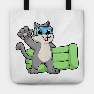 Cat at Swimming with Swimming goggles Tote