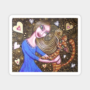 Playing with my Heart (Cat Art) Magnet