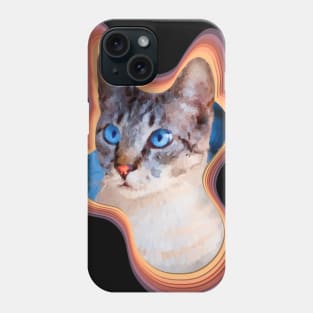 colorful domestic shorthair cat painting Phone Case