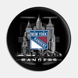 New York Rangers logo in a dramatic movie poster-style illustration Pin