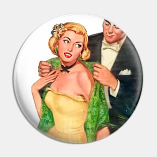 elegant man in love with beautiful lady retro vintage comic Pin