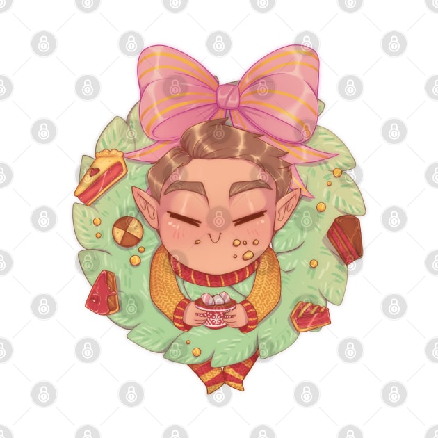 Dorian food coma Christmas wreath by Itsacuteart