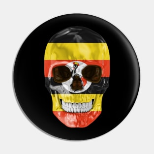 Uganda Flag Skull - Gift for Ugandan With Roots From Uganda Pin