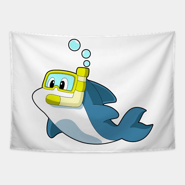 Dolphin Swimming Snorkel Tapestry by Markus Schnabel