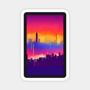 City Skyline Graffiti Magnet