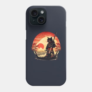 Ninja Cat Japanese Vintage Sunset Sword Phone Case