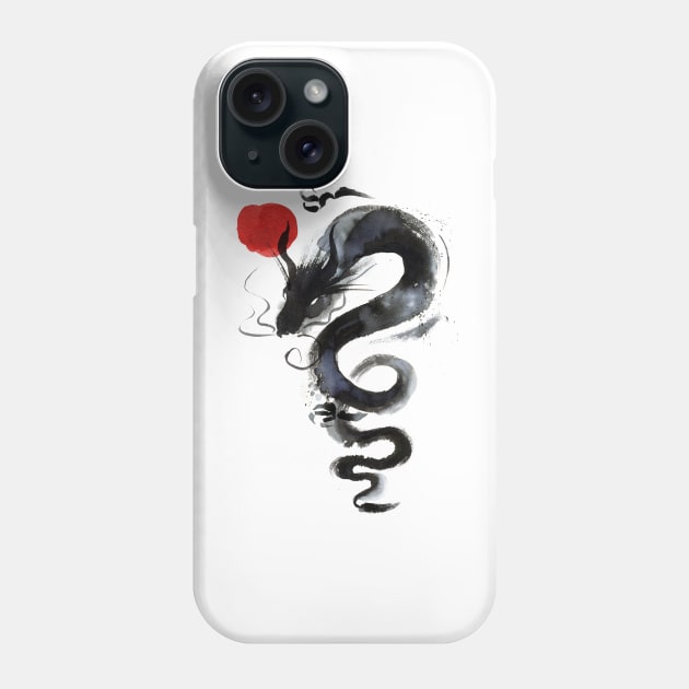 dragon and the red sun Phone Case by Olga Berlet