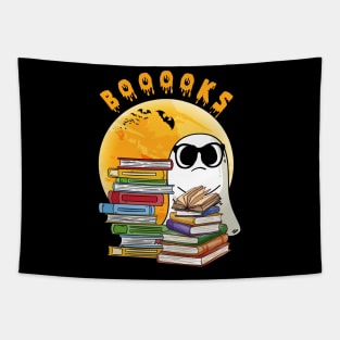 Booooks! Ghost Reading Books Halloween Party Costume Gift Tapestry