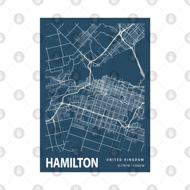 Hamilton Blueprint Street Map, Hamilton Colour Map Prints by tienstencil