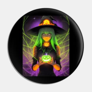 Halloween spooky cute black witch Pin